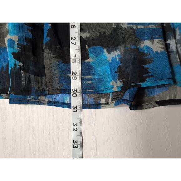 JM Collection Women’s Size 16 Blue Chiffon Midi Skirt Lined Flowy High Low Hem - Picture 7 of 8